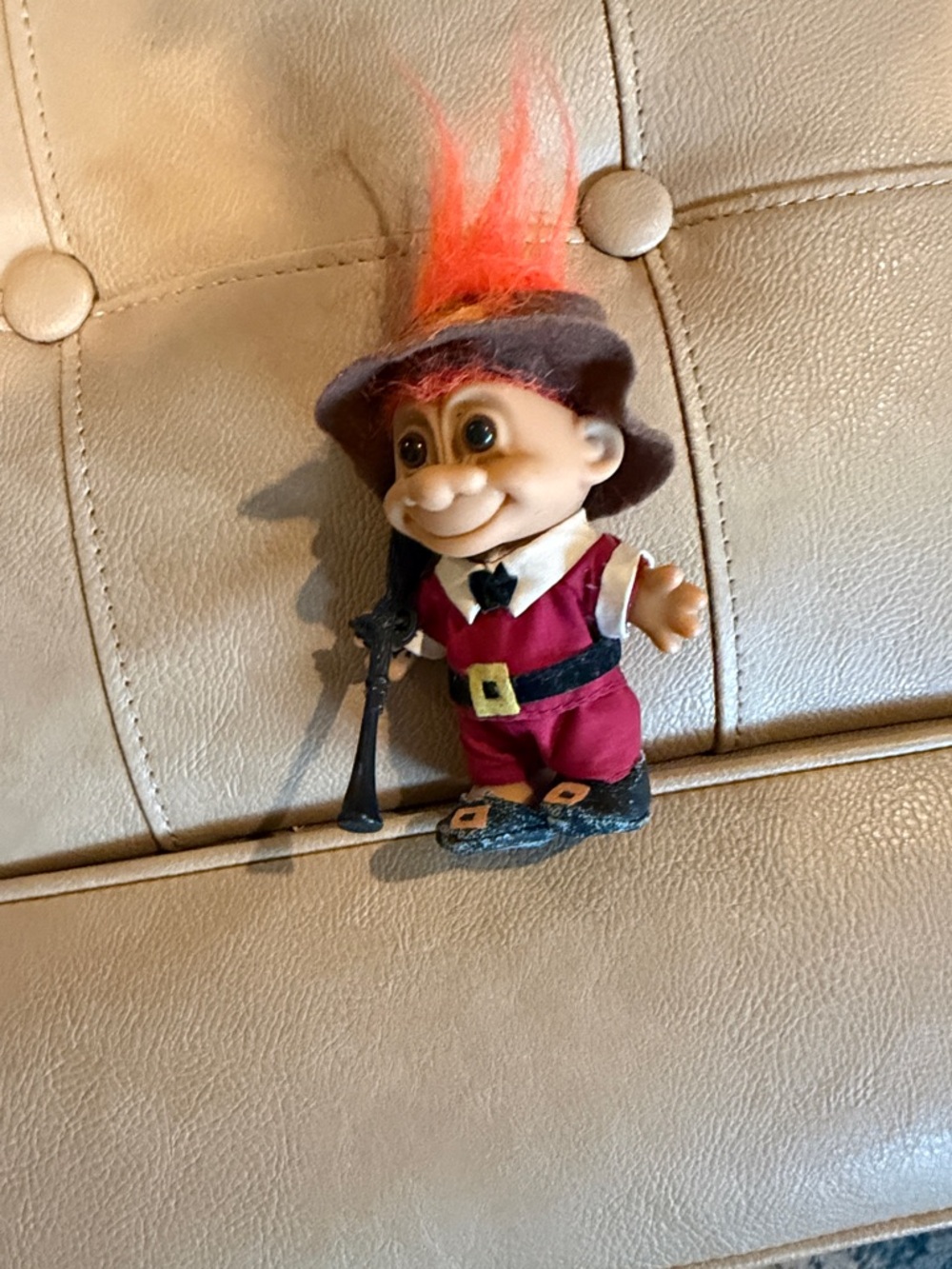Russ vintage Pilgrim Troll 3”
With orange hair 3”